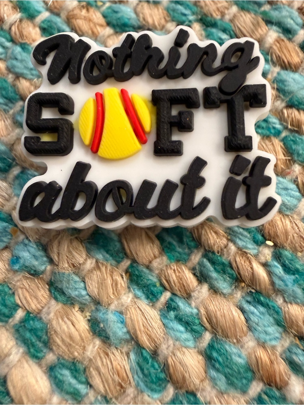 Nothing Soft About It  BAG OR SHOE ACCESSORIES - Black & Yellow Text Pin